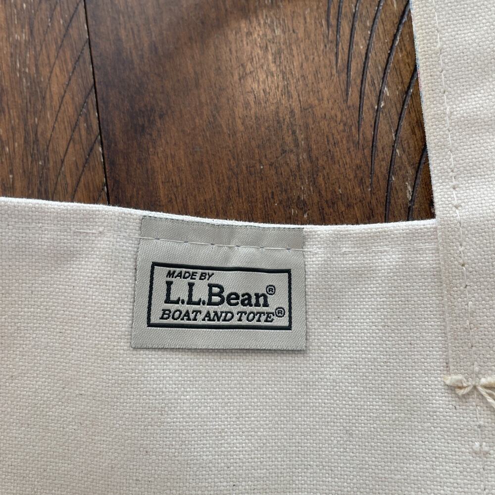 L.L. Bean vintage cream floral 1990s boat and tote medium short handle bag purse - Picture 6 of 10